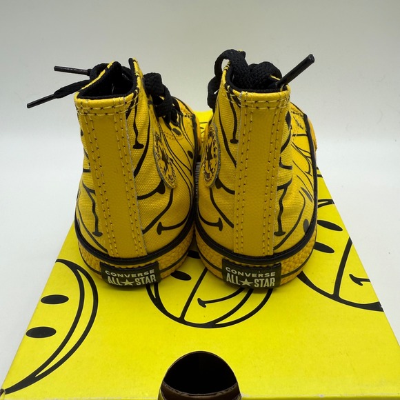 Converse CTAS Hi Cyber Yellow Yell Smiley Face  Sneakers Shoes Size 6 - Picture 3 of 5
